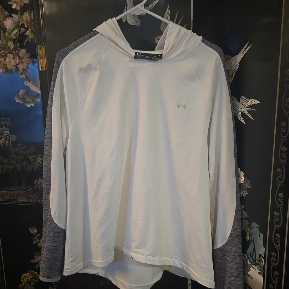Under Armour White and Gray Hoodie